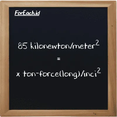 Contoh konversi kilonewton/meter<sup>2</sup> ke ton-force(long)/inci<sup>2</sup> (kN/m<sup>2</sup> ke LT f/in<sup>2</sup>)